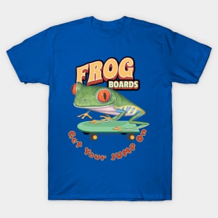 Cute Funny Red Eyed Tree Frog on Skateboard T-Shirt